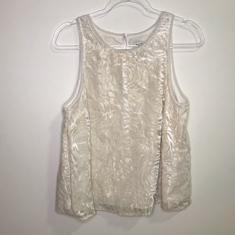 A New Day White Velvet Shimmery Tank Top